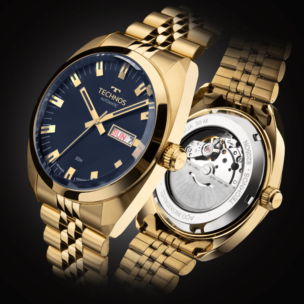 Technos Masculino Automatico Dourado